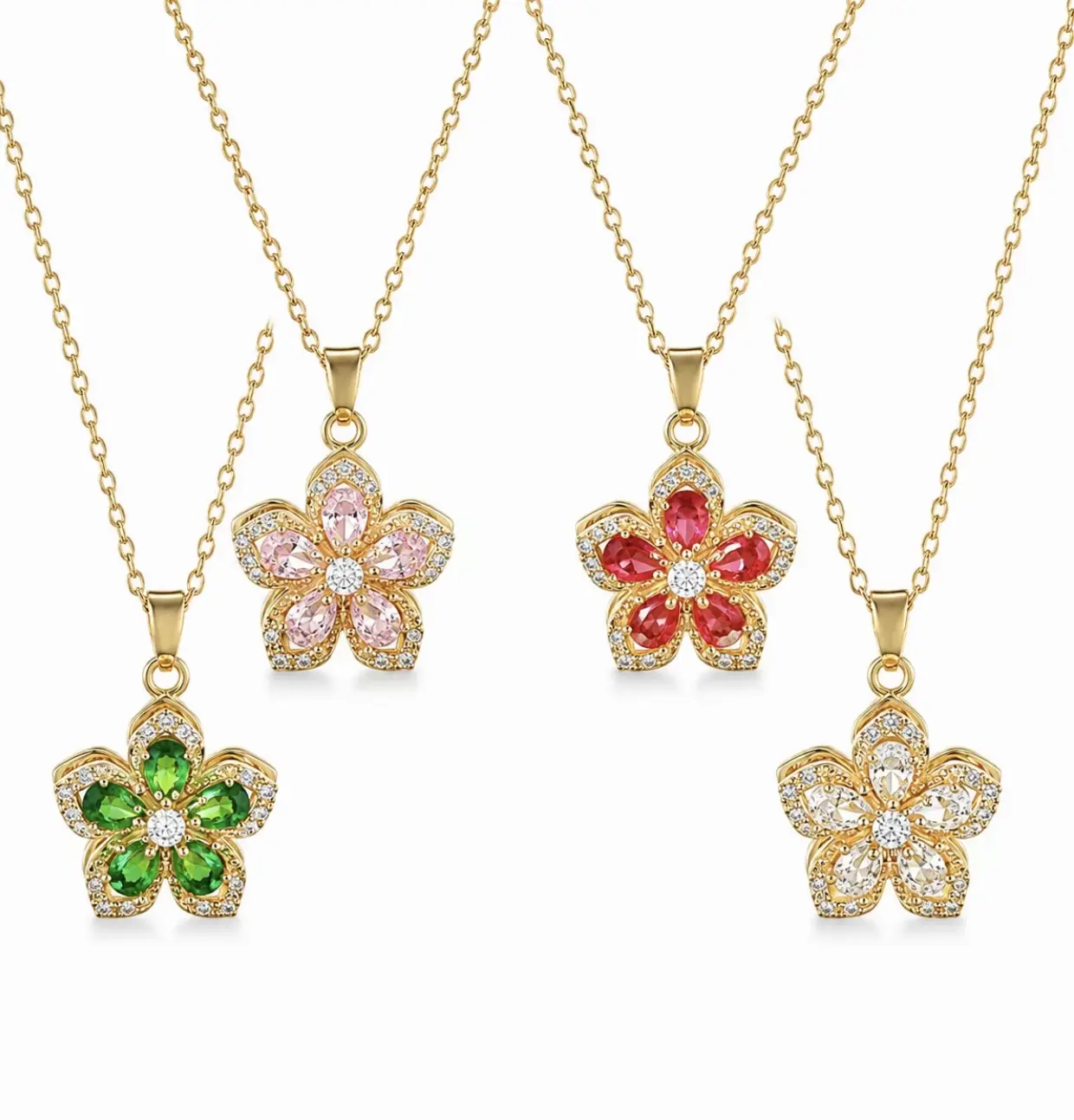 360 Degree Rotatable Flower Design Pendant Necklace, Artificial Gemstone Decor Necklace for Women for Gift, Fashion Jewelry Accessories for Daily Wear, Charm Necklace, Zircon Gemstone Necklace, wed gift,Chic Gorgeous Jewelry
