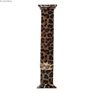 2026 Leopard Print Suitable forApple Watch Band – Milanese Magnetic Mesh Strap for Women, Adjustable Metal Wristband, Stylish Animal Print Watch Band Fits 38–49mm (Series 4–11 & SE)