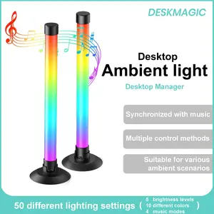 DeskMagic Iridescent Desktop Ambient Light Sound Pickup with 50 Settings Synchronized Music Multiple Control Methods for Home Office Entertainment
