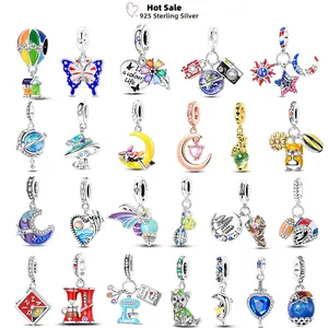 New Style Original Charms 925 Sterling Silver Rose Gold Luminous Moon Animal Sports Balls Fit Women Bracelets DIY Jewelry Gifts