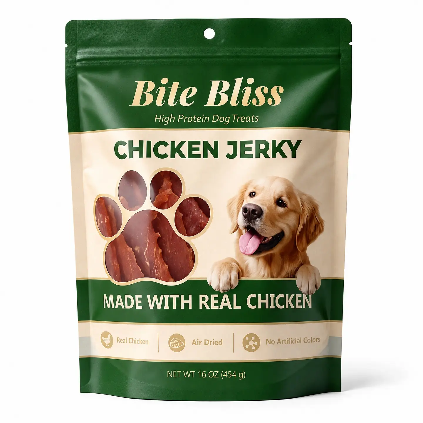 Bite Bliss Chicken Jerky Dog Treats, Real Chicken Breast, High Protein, Natural Dog Chews, 16 oz