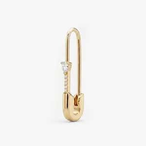 Studs Pave Pear Safety Pin Earring