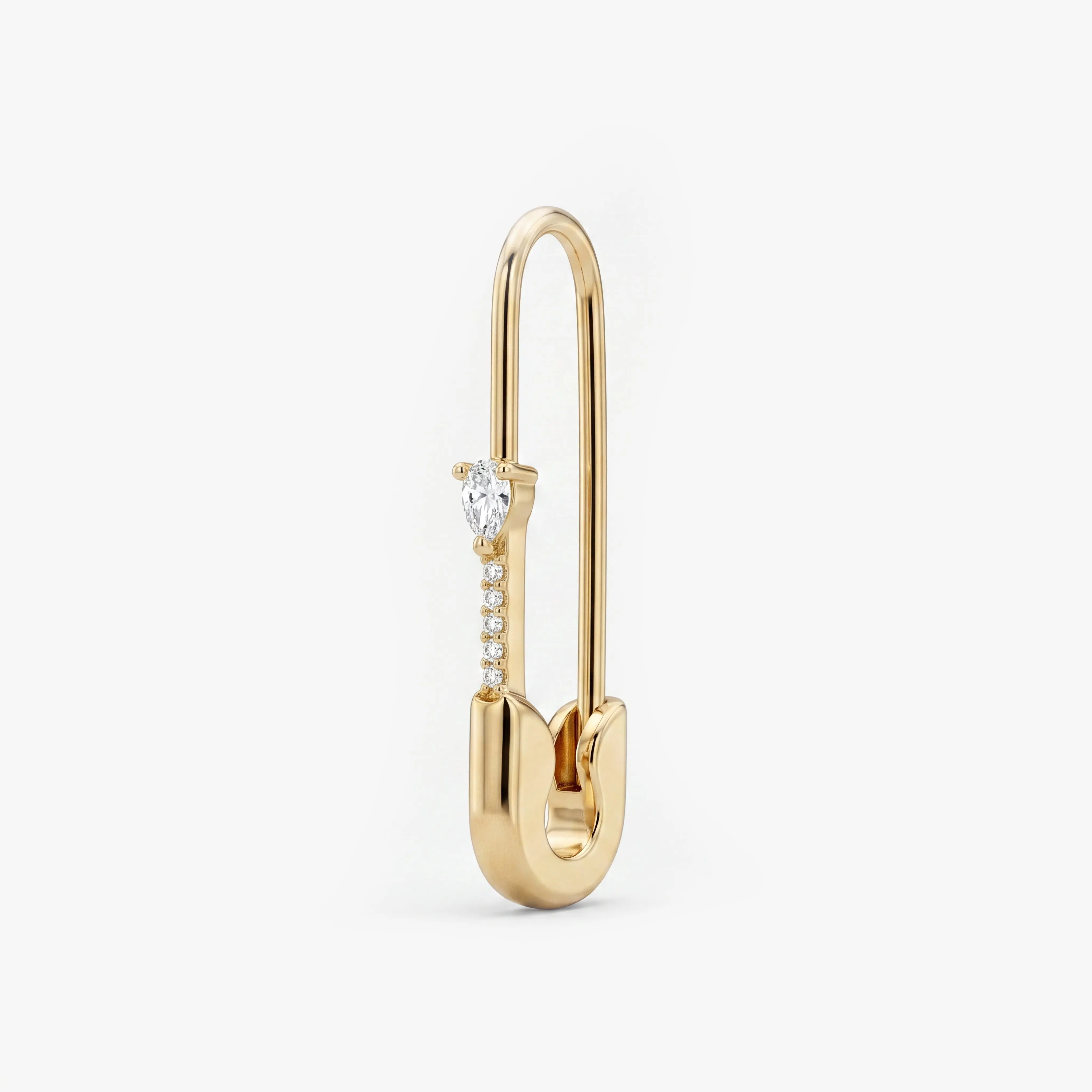Studs Pave Pear Safety Pin Earring