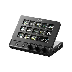 ULANZI D200X Stream Controller with 3 Knobs, 14 Customizable LCD Keys Macro Keyboard, 8-in-1 USB-C Hub Docking Station with 4K HDMI Content Creator Equipment for OBS/Video Editing/Photography/PC