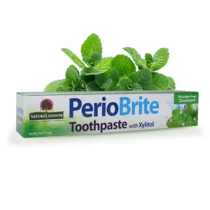 Nature's Answer PerioBrite CoolMint Toothpaste, , 4-Ounces Natural Fluoride Free with CO Q10 | for Sensitive Teeth | Naturally Whitens Teeth | Freshens Breath | Minimizes Dry Mouth Oral Herbal