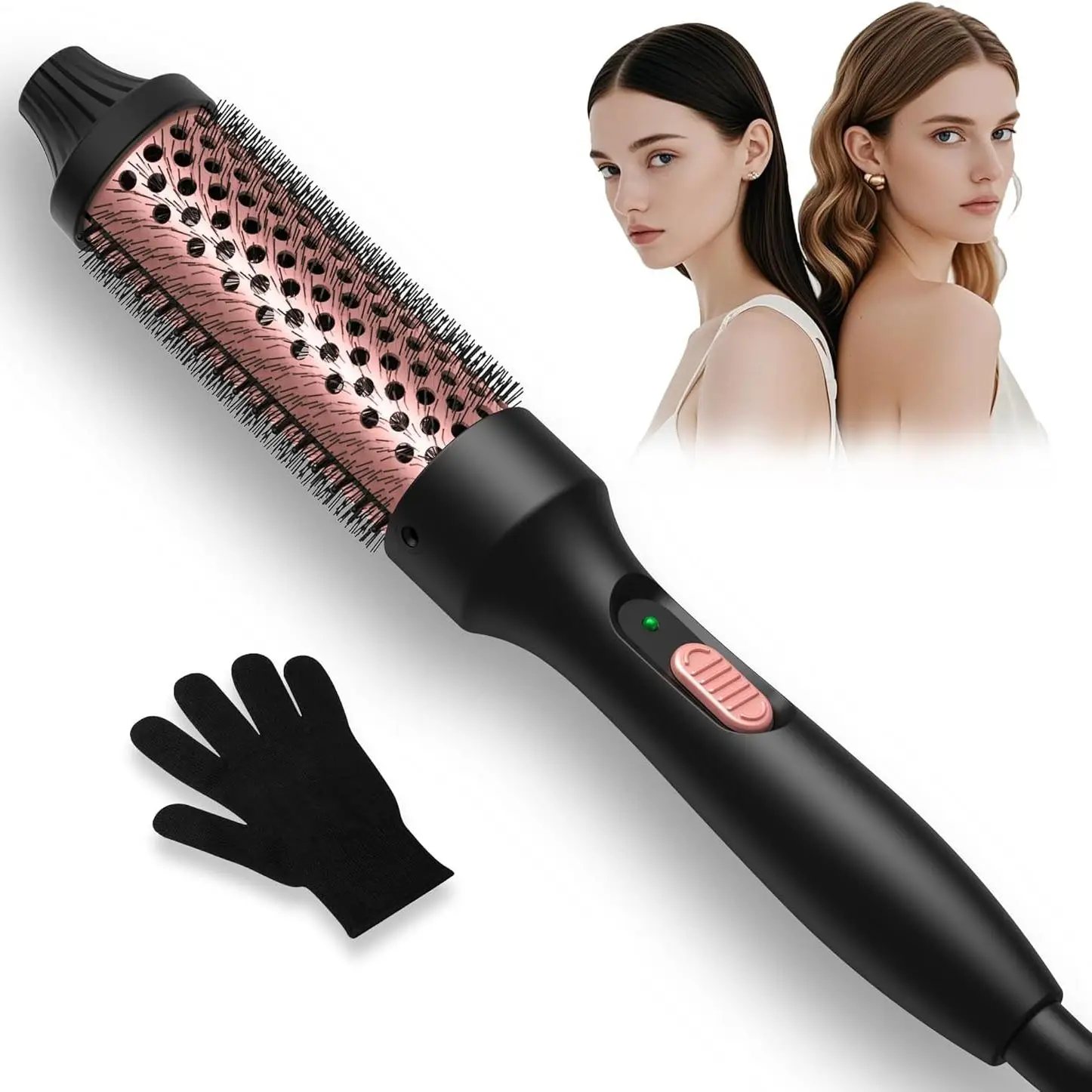 Electric Heated Hair Curler, Fast Heat Up Thermal Brush Hair Curling Wand, Heated Round Brush, Professional Heated Hair Styling Tool for Home & Salon