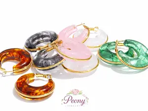 E294- Beautiful Acetate Acrylic Chunky Hoop Earrings! Colors!
