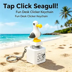 5 Pcs Seagull MINE! Funny Button Keychains with Real Sound & LED Light, Cute Interactive Keyboard Fidget Clicker Stress Relief Gift for Office Workers