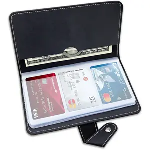 Credit Card Holder, Leather Business Card Organizer with 96 Card Slots, Professional Card Book Case for Cards and Important Documents to Prevent Loss or Damage (Black)