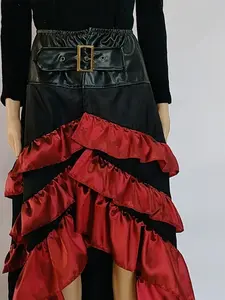 Vintage Front Short Back Long Leather Skirt, High Waist Asymmetrical Design, Punk Style, Slim-Fitting Midi Skirt, All Seasons