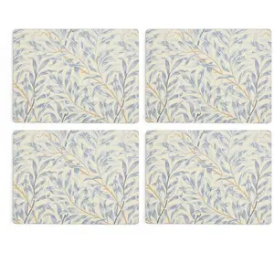 Pimpernel Morris & Co Willow Bough Cork-Backed Board Placemats, Set of 4, Cork-Backed Board, Heat Resistant Mat, Wipeable Placemat,15.7 x 11.7 Inch