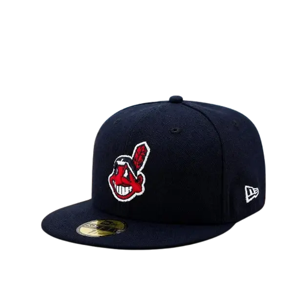 New Era MLB Team Logo Cleveland Indians Hat – Premium Adjustable Flat Brim Baseball Cap - Black 2026