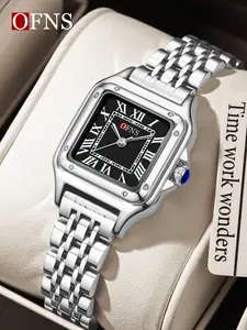 1Pcs Fashion Elegant Design Women's Watches, Stainless Steel strap/Zinc Alloy Case, Luxury Brand Business Lady Quartz Wristwatch Waterproof, Classic Simple Casual Women Watch, Watches For Woman Mother Holiday Birthday Gifts