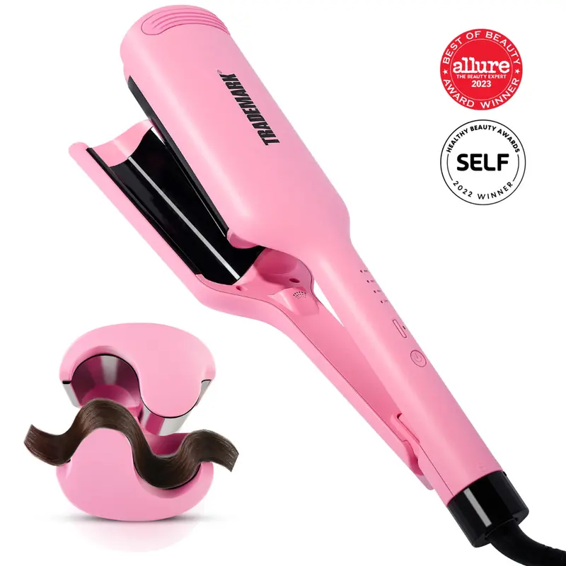 Trademark Babe Waves X Premium Hair Waver 2 Barrel Curling Iron 1.25" Quick Heat with Lightweight Design for Loose Waves and Comfort