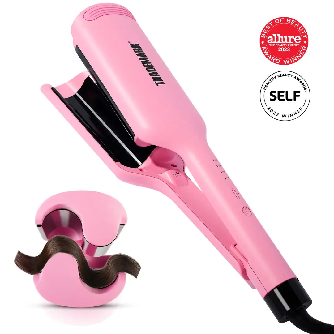 Trademark Beauty Babe Waves X Premium Hair Waver 2 Barrel Curling Iron 1.25" Quick Heat with Lightweight Design for Loose Waves and Comfort