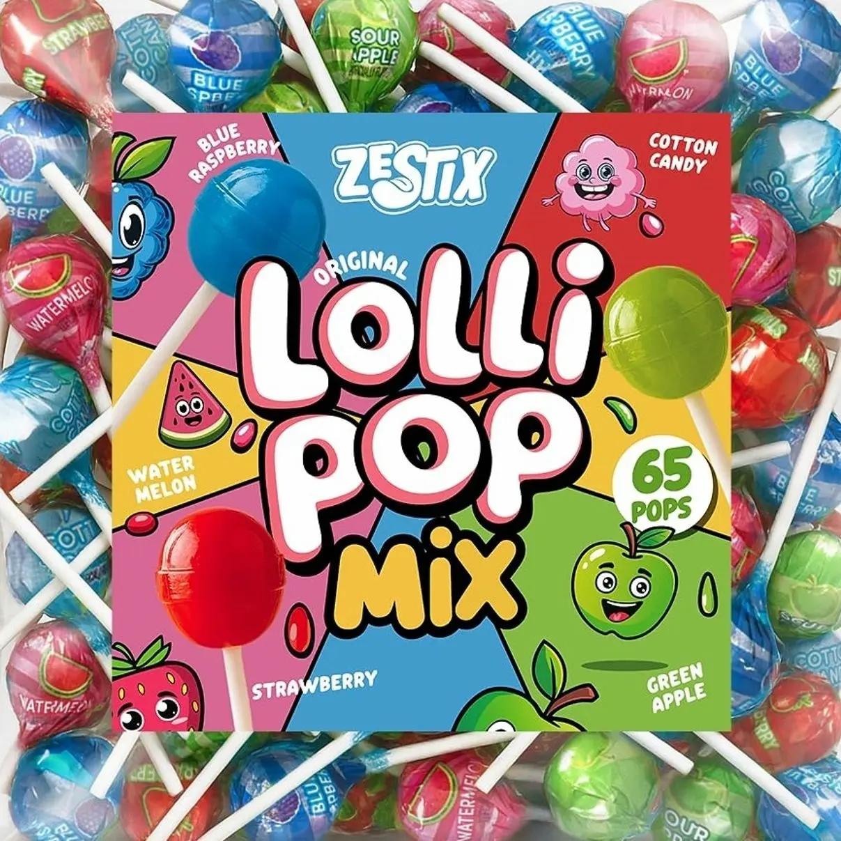 Original Lollipops Mix – 65 Count Bulk Candy Pack – Assorted Fruity Flavors, Individually Wrapped – Perfect for Parties, Birthdays, Parades & Kids Events