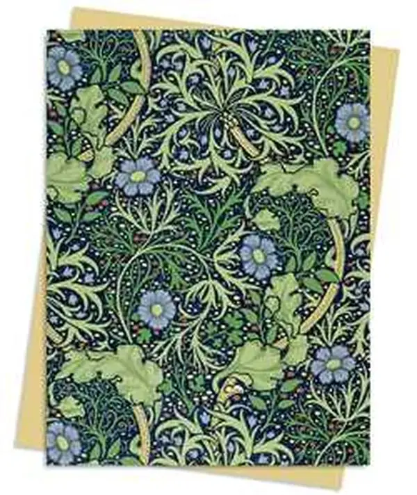 William Morris Printed Seaweed Pattern Card Design Greeting Cards Assortment, Office Stationery Pack, Pack Cards