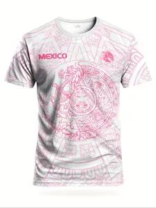 Mexican Men's Youth Football Jersey, Patterned, Suitable for Matches, Training, Daily Wear, Casual Gift, Lightweight Knit Fabric, Jersey Tee