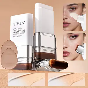 2-In-1 Color-Changing Foundation Stick, Moisturizing Concealer Foundation, Natural Makeup Look, Creamy Texture, Buildable Coverage, Suitable for Medium to Dark Skin, Long-Lasting Moisturizing