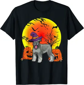 Cute Pet Lovers Schnauzer Dog Witch Hat Halloween Costume T-Shirt - Nicolelebro Shop 68B09H5B7TR5