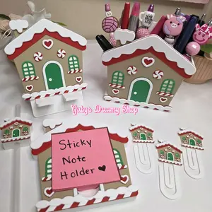 Christmas Gingerbread House Desk Decor, Phone Holder, Pen Holder, Sticky Note Holder, Straw Charm, Desk Organizer, Christmas Gifts