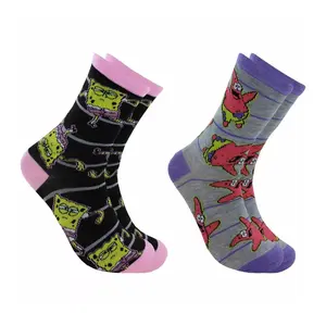 SpongeBob SquarePants Womens Novelty Crew Socks | 2 Pairs SpongeBob SquarePants Womens Novelty Crew Socks | 2 Pairs