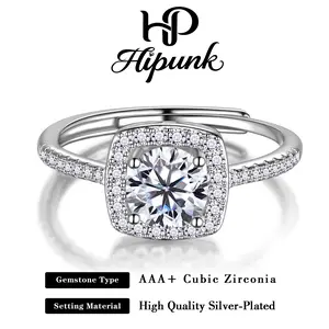 Hipunk Jewelry nugget ring Cubic Zirconia Engagement Rings for Women Round Square CZ Solitaire Wedding Halo Promise Eternity Ring Adjustable marquise engagement rings promise rings for gf