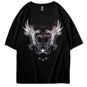 Affliction Y2k Grunge Punk Cross Pattern Tshirt, Vintage Gothic Style Skull And Cross Printed Tee T-shirt, Gifts, Unisex Top Streetwear
