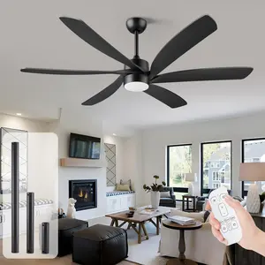 Modern 64" Large Ceiling Fan with Light & Remote Control, Dimmable LED Propeller Ceiling Fan with Light 6 Blades ABS Noiseless DC Reversible Motor for Patio Living Room Bedroom Office