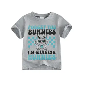 Meihuida Easter Day Shirts for Toddler Boys Short Sleeve Tees Kids Easter Letter Bunny Print Tops Clothes 1-6T