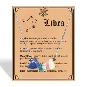 Zodiac Necklaces and Bracelets,Natural Gem Crystal Necklace Bracelet ,  Astrology Treatment Gem Jewelry a Birthday Present for Women