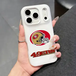 F-Francisco 49ers Design Phone Case for iPhone 12 13 14 15 16 17 Pro Max Plus Mini | Clear Jelly Phone Case | 2-in-1 Double-Layer Transparent Jelly-Like Material | Photo Insert Design | Shock-Absorbent Scratch-Resistant Durable Protective Cover