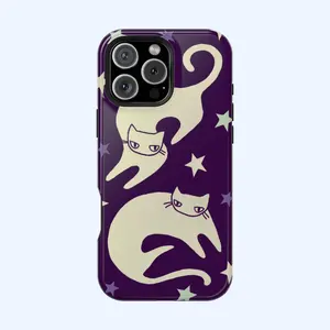 MagSafe Celestial Star Cats Purple Phone Case Cute Y2K Grunge Whimsical Cool Girl Gift, Gift For Friends, Tough Case Phone, Magsafe Tough Phone, IP 17,16,15, 14, 13, 12, 11, X, Pro, Pro max, Plus, SS21-25, Ultra