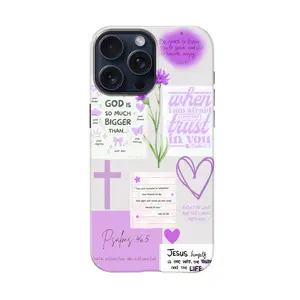 Bible Quotes Phone Case for iPhone Samsung 17Pro Max Air 16 15Plus 14 13 12 11 XR XS Galaxy S25 S24 S23 S22 A71 A56 A55 A54 A53 A52 Note20 Ultra Spiritual Protection Purple Heart Design Inspirational Verses HY11 pretti  fun  fan