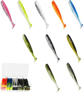 100 count Paddle Tail Swimbaits Lures, Soft Plastic Fishing Lures Kit, 2.75" Bass Fishing  for Freshwater and Saltwater with Box