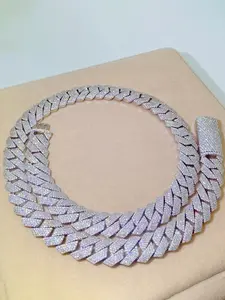 Ice-cold luxurious four-row diamond personalized Cuban link round-cut iced-out men's Cuban chain, anniversary luxury high-end hip-hop style jewelry, suitable for dates and parties, high-end occasions, holiday gifts, birthday gifts, Cuban Chain Necklace