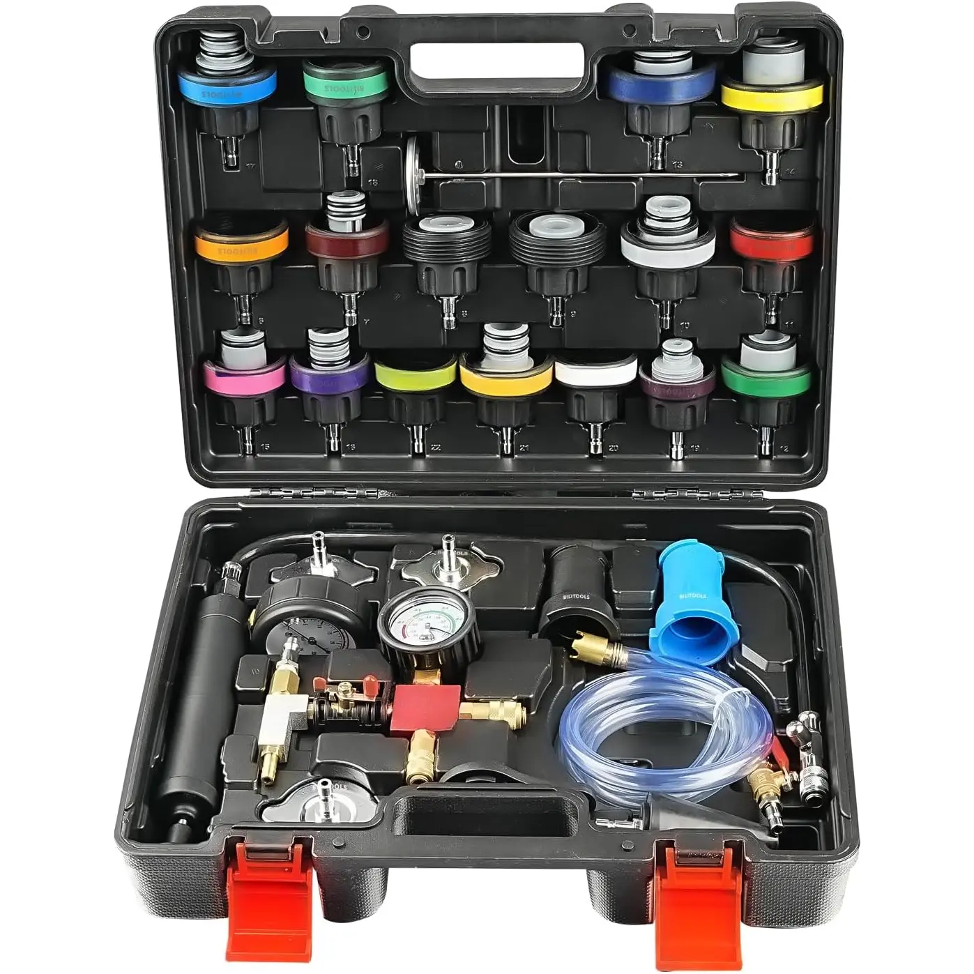 Radiator Coolant Tester & Vacuum Refill Kit, 28-Universal Cooling System Leak Detector for Mini Cooper, Geo, Fiat, Acura, Isuzu Car Repair & Inspection Tools