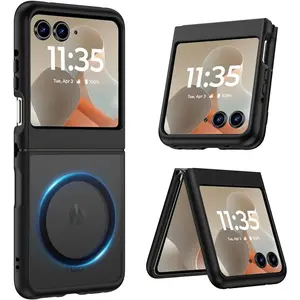 Magnetic for Motorola Razr 2025/2024 Case, Compatible with, Military Protection & Ultra Slim Shockproof Protective Cover Translucent Matte Case, Black
