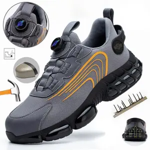 Steel Toe Shoes for Men and Women, Air Cushion Safety Work Shoes, Industrial Shoes, Lightweight Steel Toe Safety Shoes for Men Worker Footwear