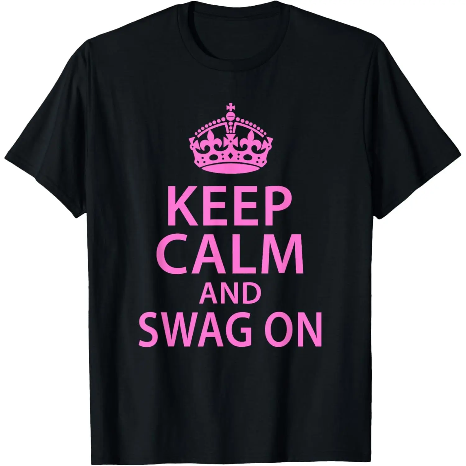 Women's Cotton Short-Sleeve Casual Graphic T-Shirt - Keep Calm and Swag On Funny Quote Party Humor Streetwear Top