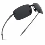Men's UV Polarized Rimless Rectangle Tac Sunglasses - 15g Lightweight Sports Shades, TR90 Unisex Anti-Glare Eyewear, Accessories for Driving, Fishing, Lightweight Sports Sunglasses