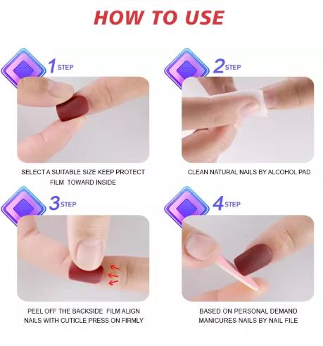 24 Pcs Long Square Press On Nails | Planet Pearl Flower Design Fake Nail Tips For Women
