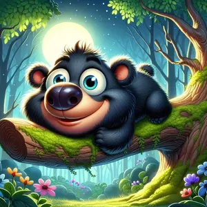 5D DIY Full Drill Round Diamond Painting - Diamond Art Kit Smiling Black Bear Mosaic, Canvas - DIY Decorative Painting, Home Wall Decor, Perfect for Halloween, Christmas, Independence Day, Birthdays, and Anniversary Gifts.