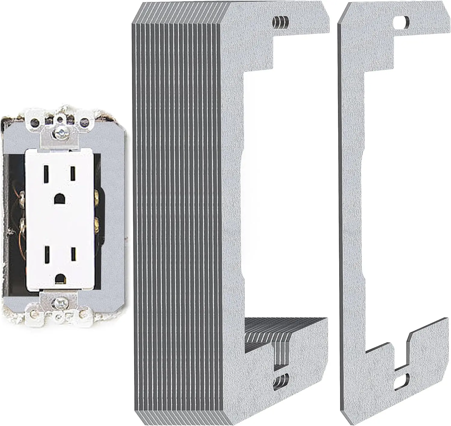 20-Count Rectangular Galvanized Metal Wall Plate Spacers, 4.2x2.2in Rustproof Flush-Fit Leveling Shims, Easy-to-Install for Fixing Electrical Outlet Boxes in Living Rooms, Bathrooms, Bulk Pack
