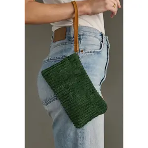 Dark Green Corduroy Wristlet