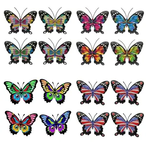 Colorful Metal Butterfly Wall Art (4pcs). Outdoor fence art decoration, ideal gift for family and friends, garden decoration, art design, decorative butterflies, perfect for gardening enthusiasts. Christmas gift.