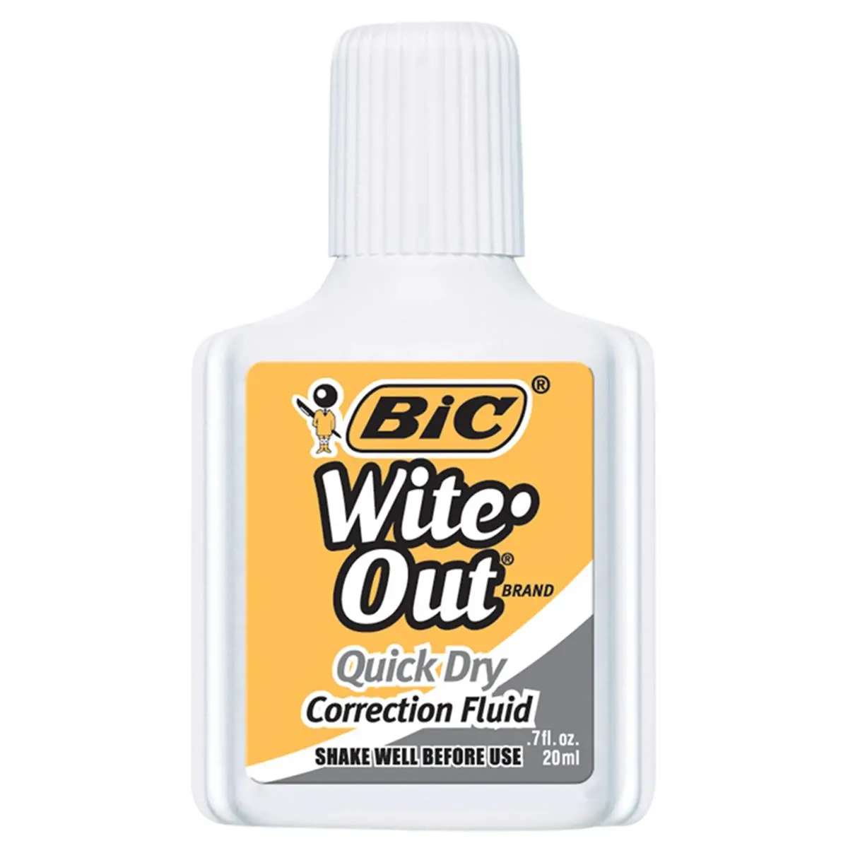Bic USA Quick-Dry Correction Fluid - Foam Tip, Covers Faxes & Photocopies, Works with Permanent Marker, 12-Count Pack