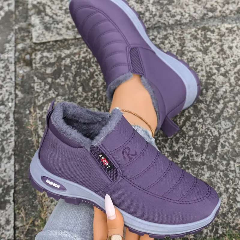 【Black Friday】Women's Casual Anti-Slip Slip-On Booties, Thick Sole Round Toe Warm Shoes for Winter, Comfortable Footwear