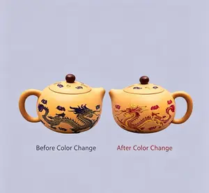 Heat Color Changing Dragon Phoenix Yixing Clay Teapot