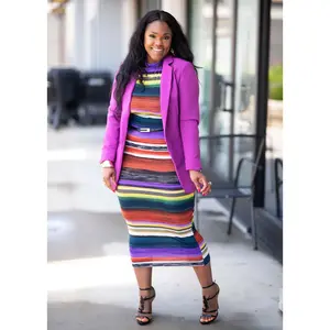 Stacy | Brushed Striped Midi Dress {Multi} PLEASE READ DESCRIPTION